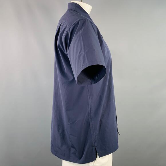 GOLDWIN Size L Navy Polyester One Pocket Snaps Short Sleeve Shirt - Picture 2 of 6
